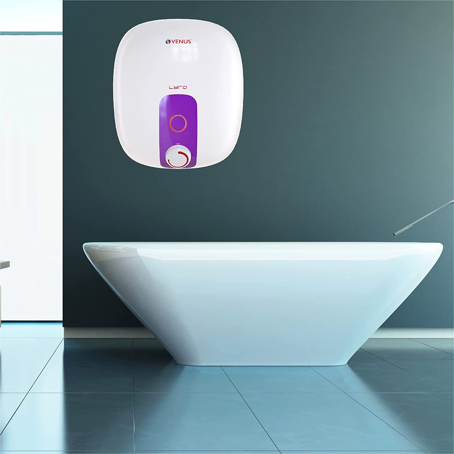 Venus Lyra 10R 10-Litre Storage Water Heater (White/Purple, BEE Star Rating - 4 Stars)