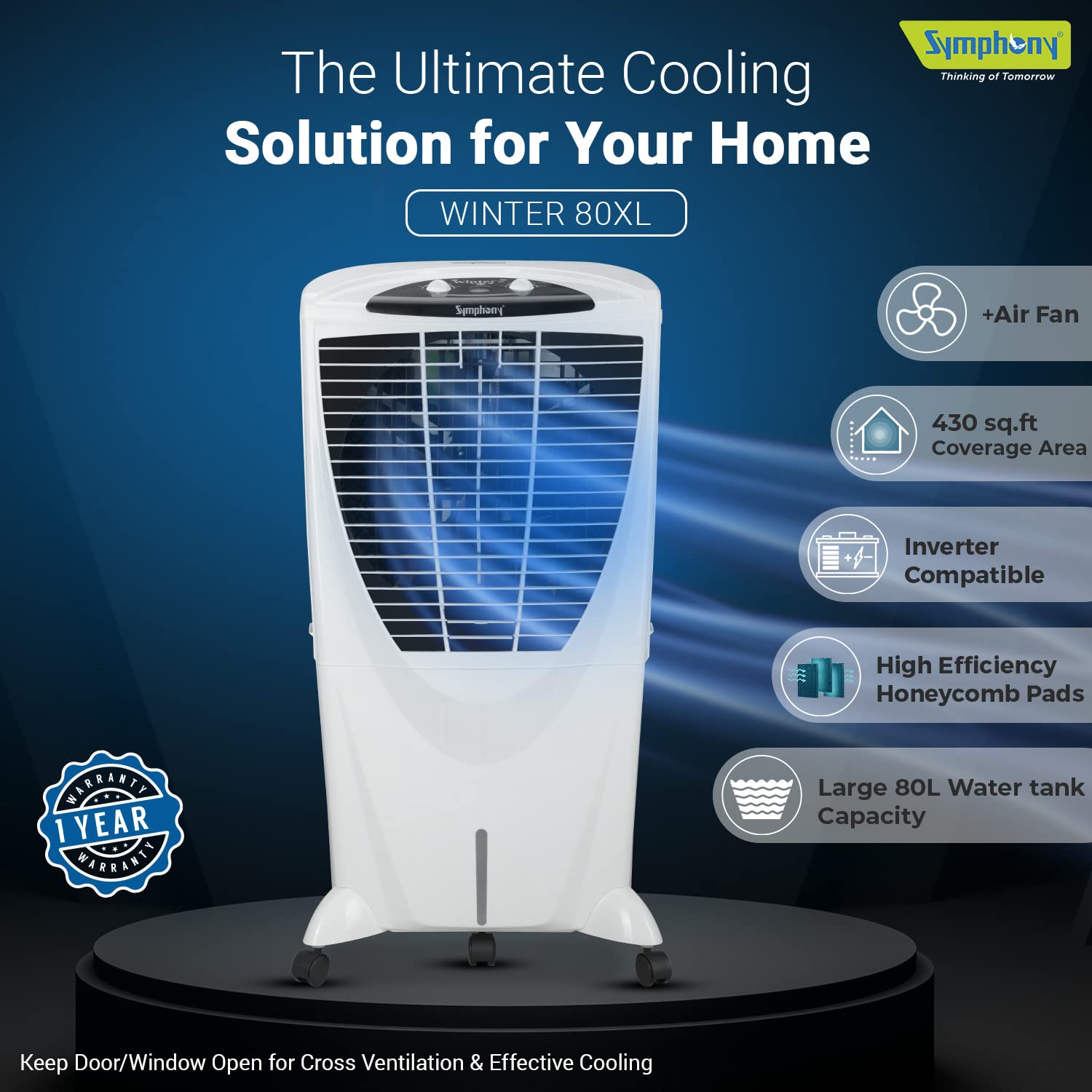 Symphony Winter 80XL+ Desert Air Cooler White