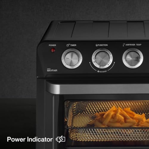 Kaff MFAFOT25 Electric Oven Toaster Grill (OTG) for Kitchen 25 Litre, 1700W | Rotisserie, Air Fryer, Convection, Defrost | Stainless Steel Finish Designer Knobs & Stylish Handle (Black)
