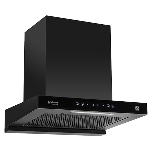 Hindware Smart Appliances DARCIA BLDC 60 | NEW LAUNCH | 1500 m³/hr | Filterless Auto-Clean Kitchen Chimney With 9- Speed Motion Sensor & Touch Control | 2025 Model 60cm (Black)