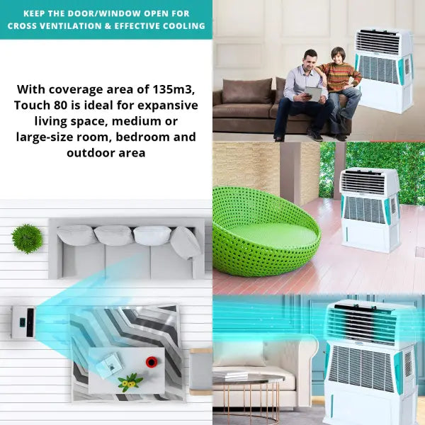 Symphony Touch 80 Room Air Cooler 80-litres (White)