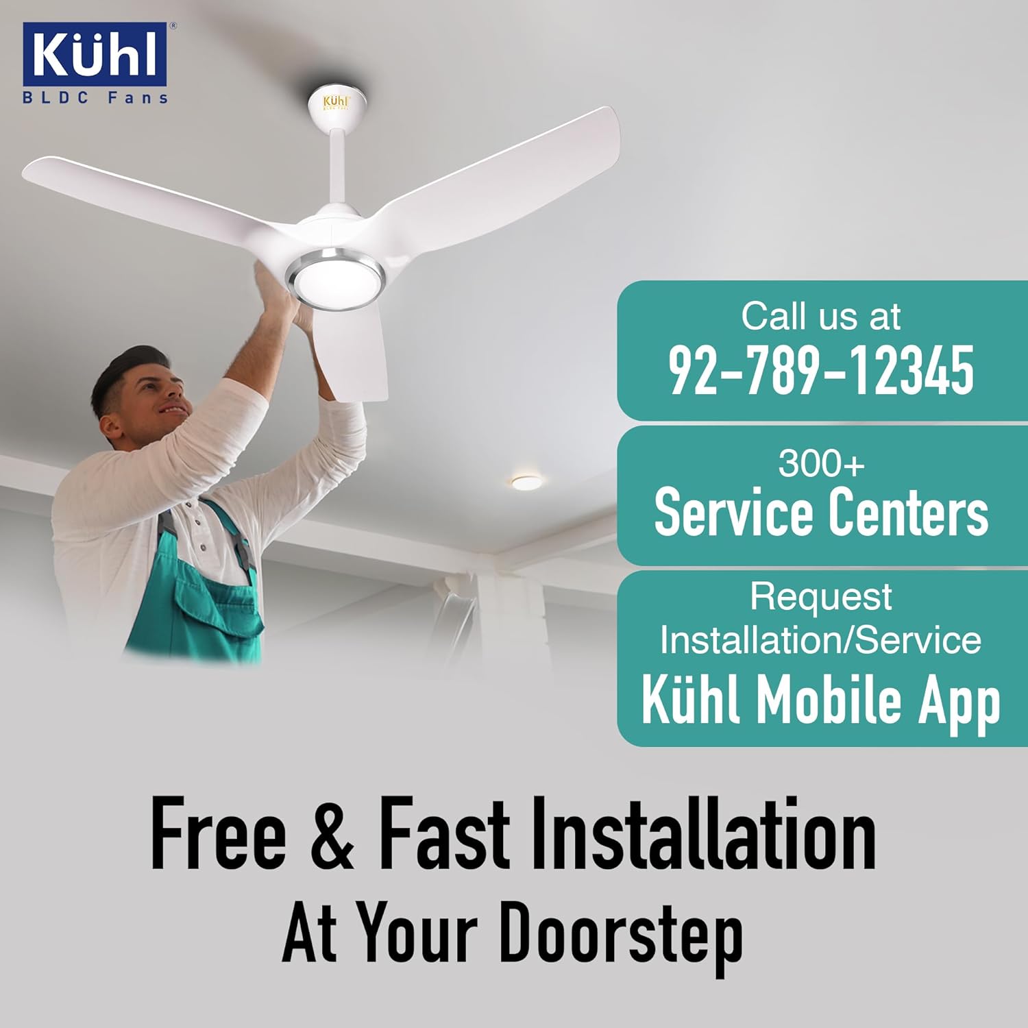 KUHL Meridian M1 1200MM BLDC Ceiling Fan: 65% Power Saving, Remote Control, BEE 5 Star & ISI Marked, High Air Flow, Down Light & Reverse Mode