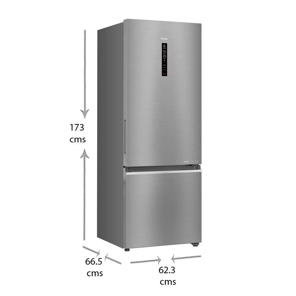 Haier 376 L 3 Star HRB-3964CIS-E Double Door Convertible Bottom Mounted Refrigerator, Inox Steel