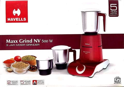 Havells Mixer Grinder, 750W, 3 Jars (Sky Blue)