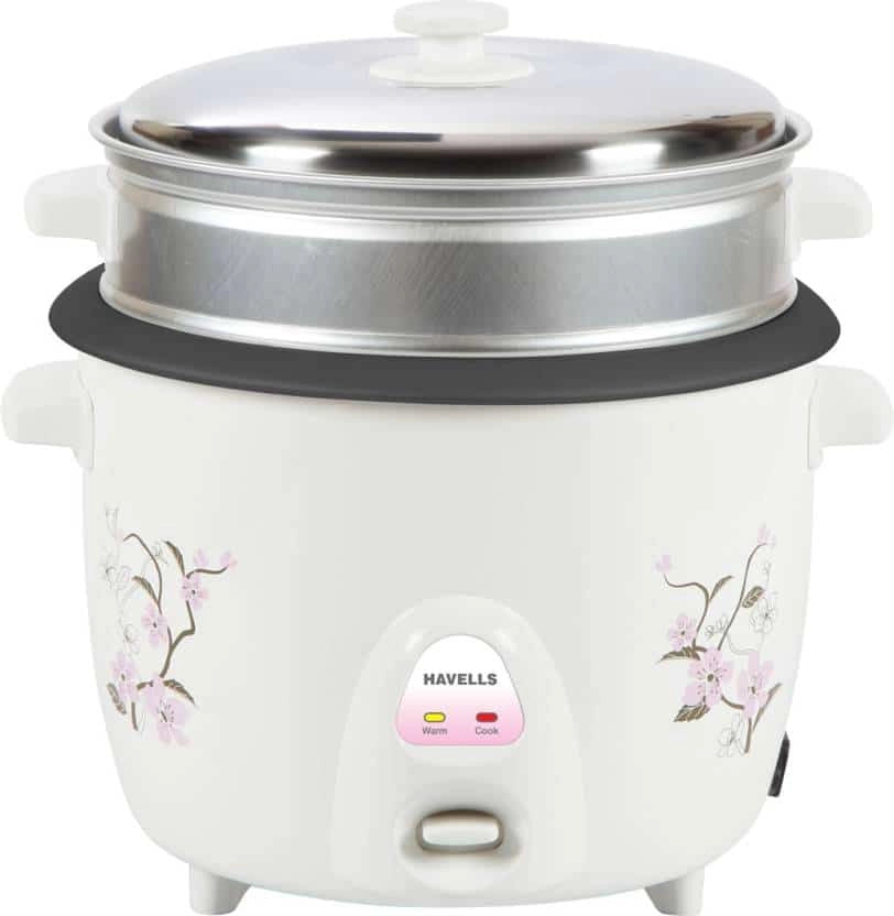 Havells E cook Electric Rice Cooker with Steaming Feature (1.8 L, White)