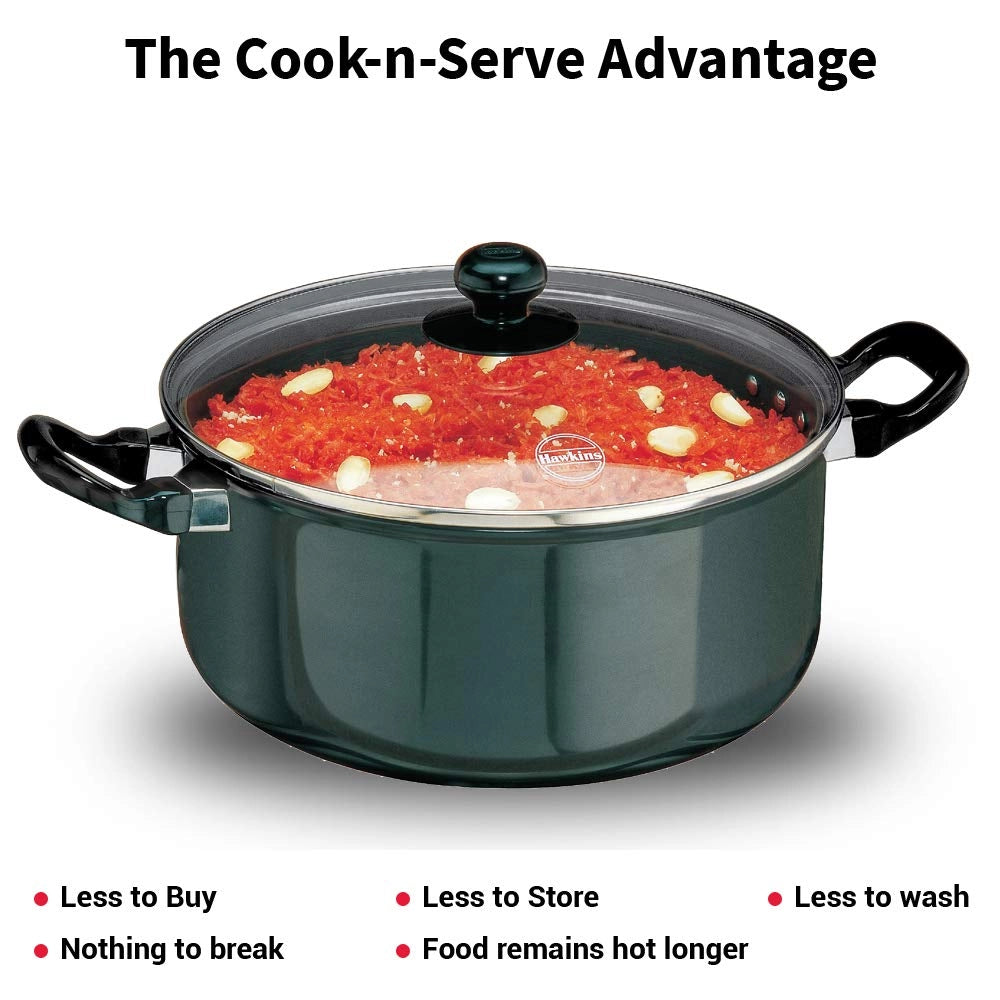 Hawkins Stew pot Futura Hard Anodised with Glass Lid (Black)