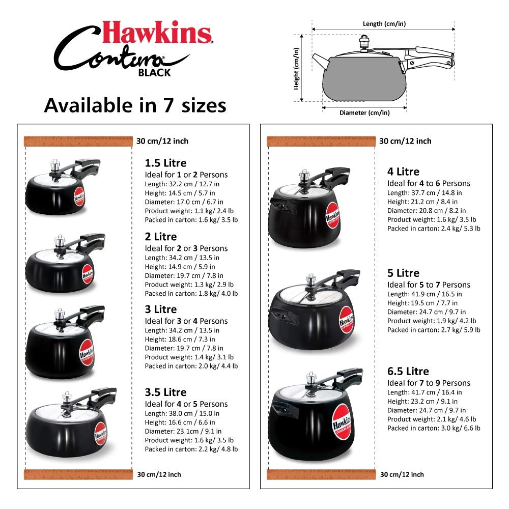 Hawkins Pressure Cooker Contura Aluminium (Black)