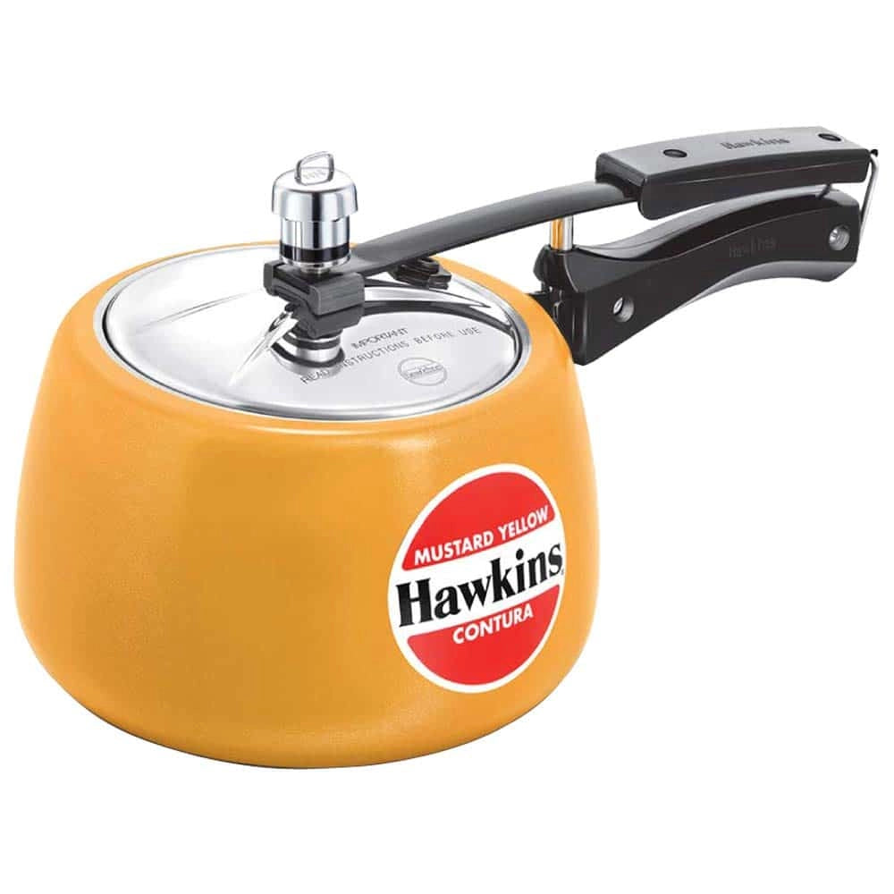 Hawkins Pressure Cooker Contura Ceramic Coated Aluminium - 3 Ltr, Mustard Yellow