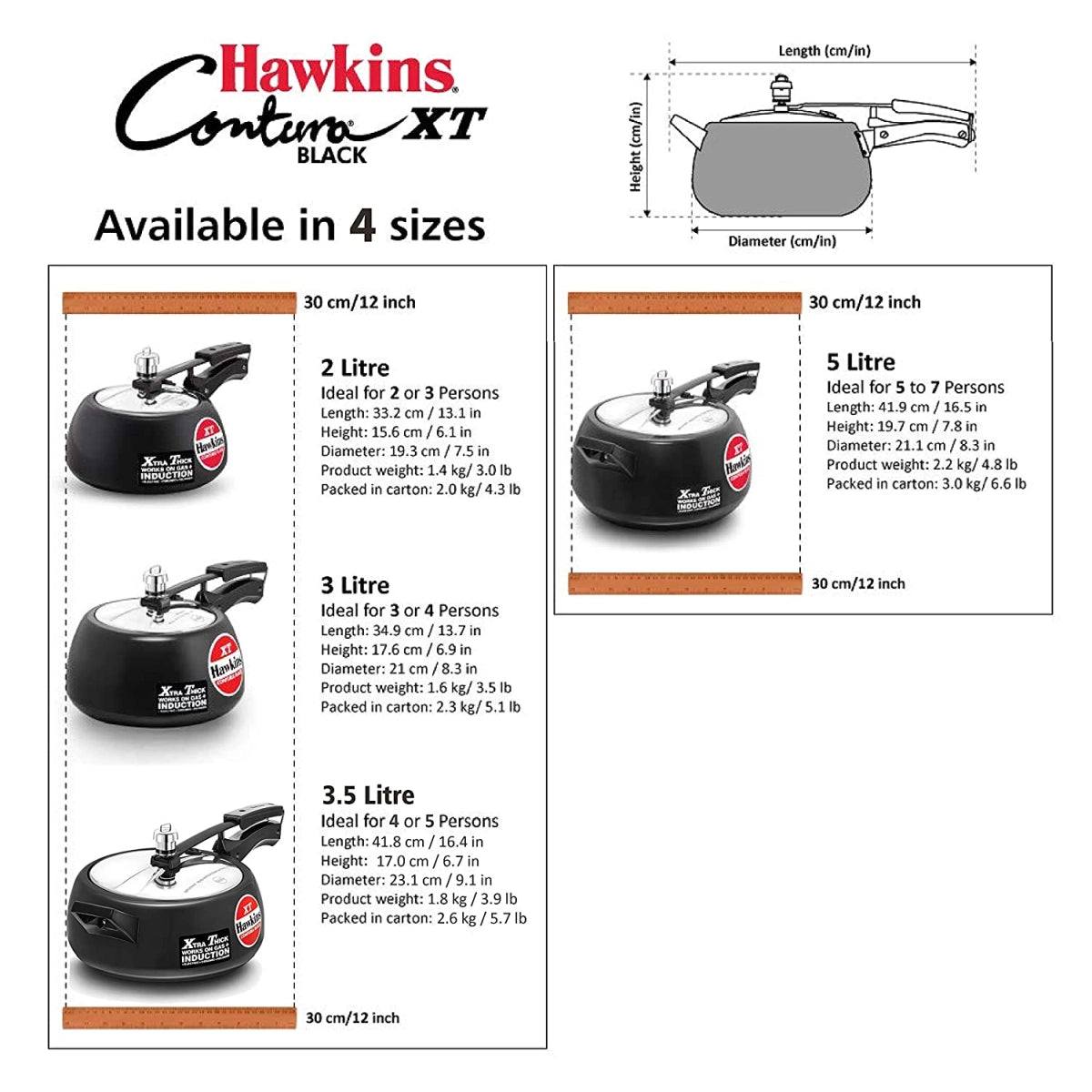 Hawkins Pressure Cooker Contura Extra Thick (Black)