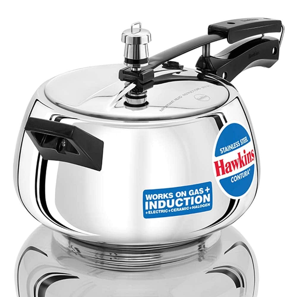 Hawkins Pressure Cooker Contura Stainless Steel (Silver) - 5 Ltr, Silver