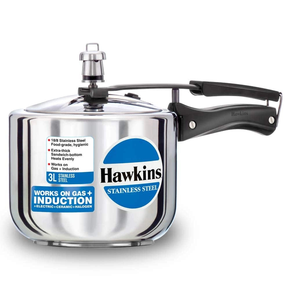 Hawkins Pressure Cooker Stainless Steel - 3 Ltr (T), Silver