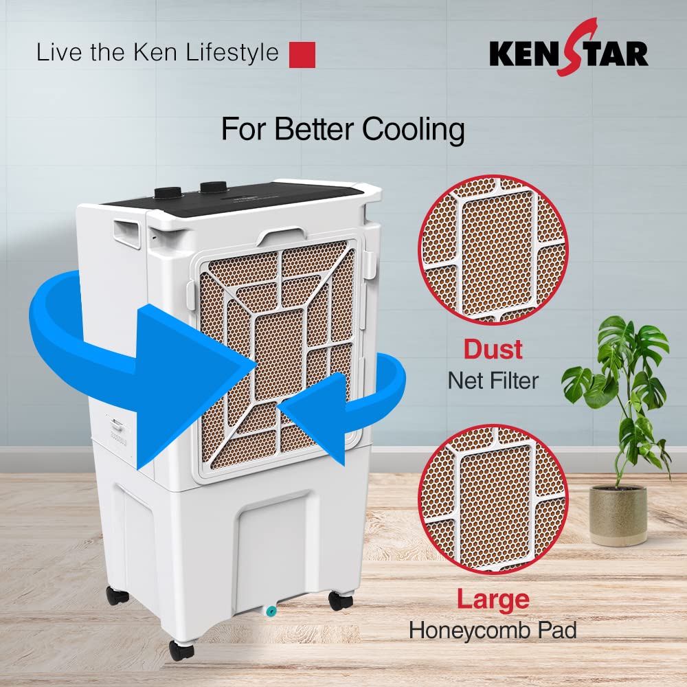 Kenstar Chill 35L  Honeycomb Personal Cooler White & Black