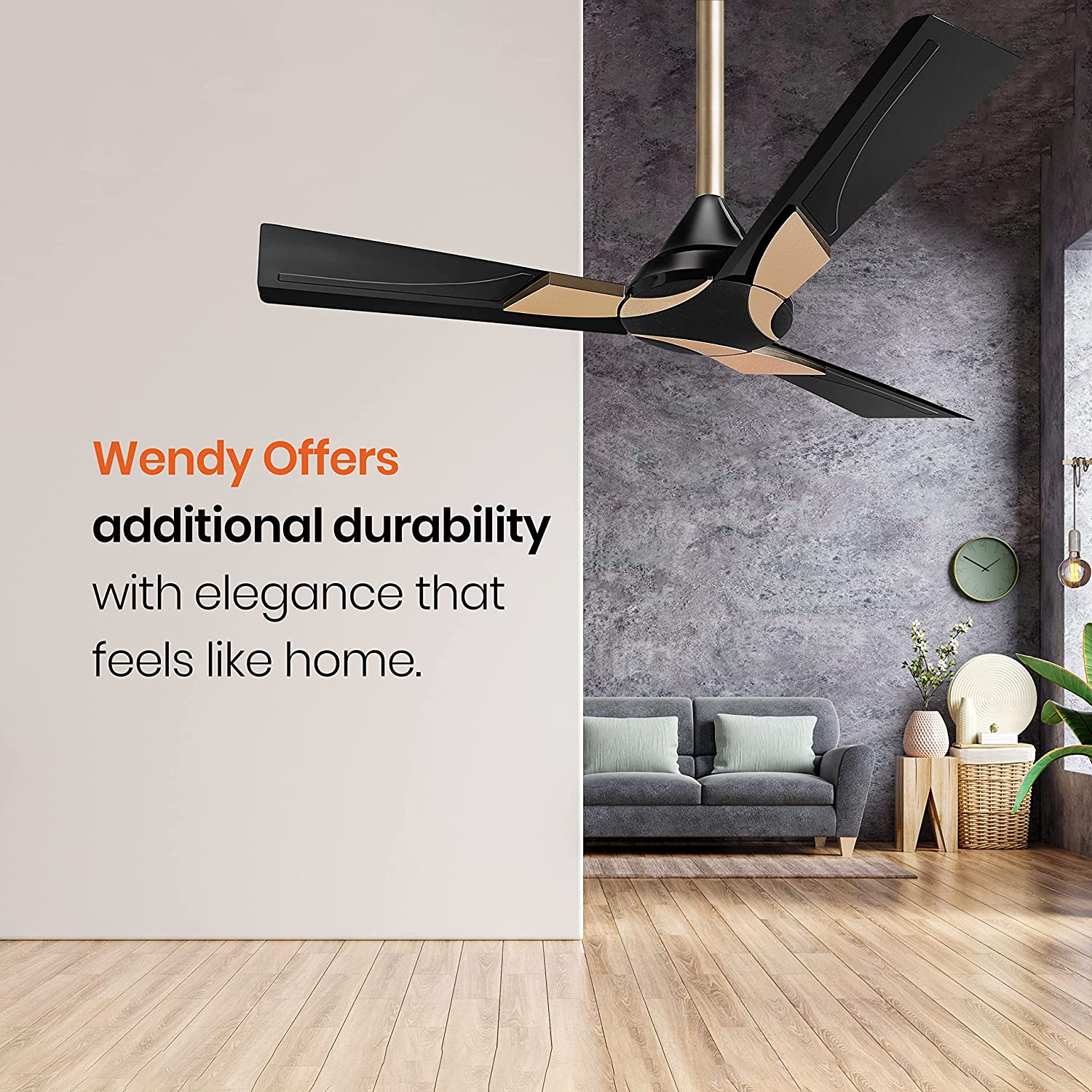 Orient Electric Wendy Ceiling Fan Metallic Black - Gold 48" 1200mm