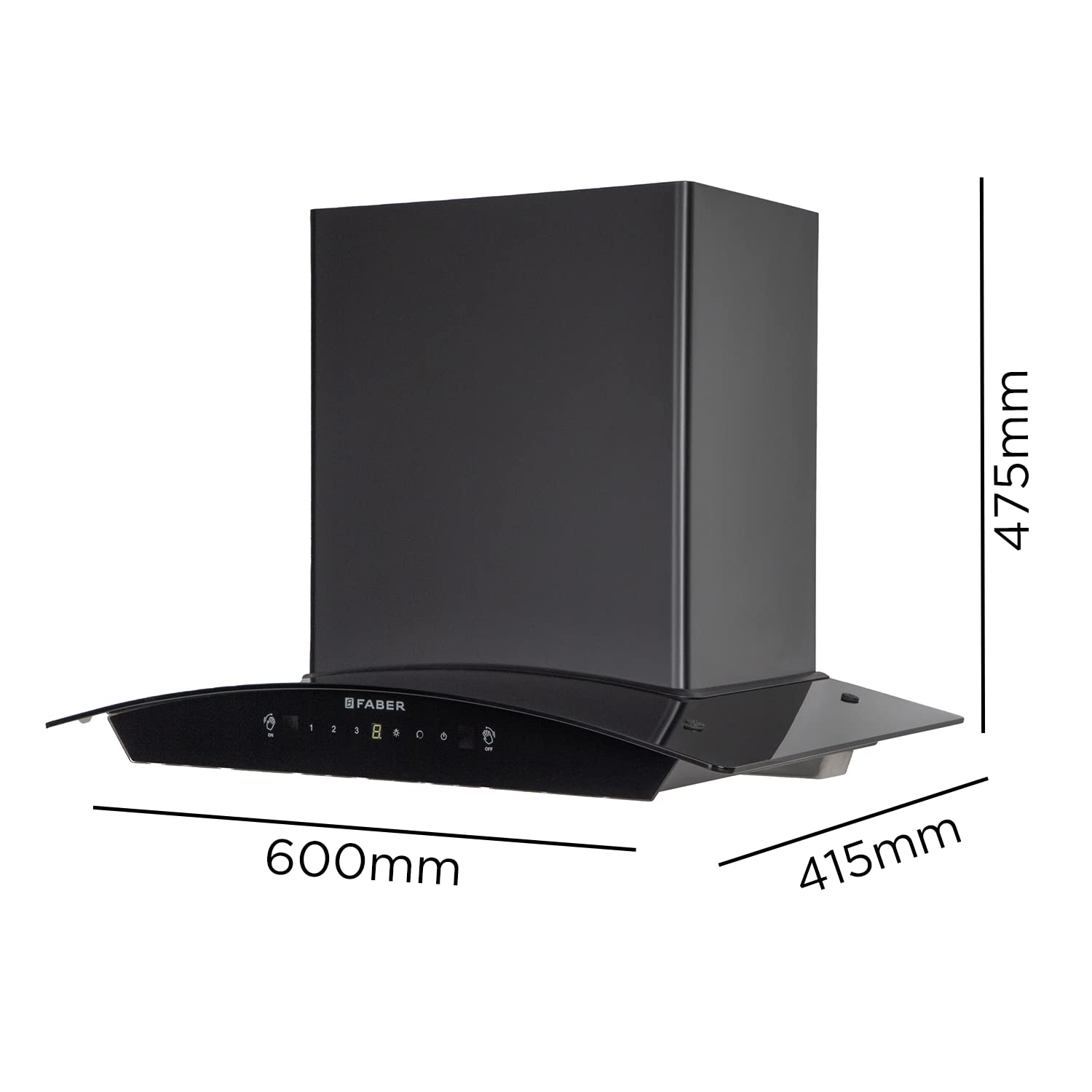 Faber 60cm 1200 m3/hr, Autoclean Filterless Chimney Made in India (HOOD POLO IN HC SC BK 60, Touch & Gesture Control, Black)