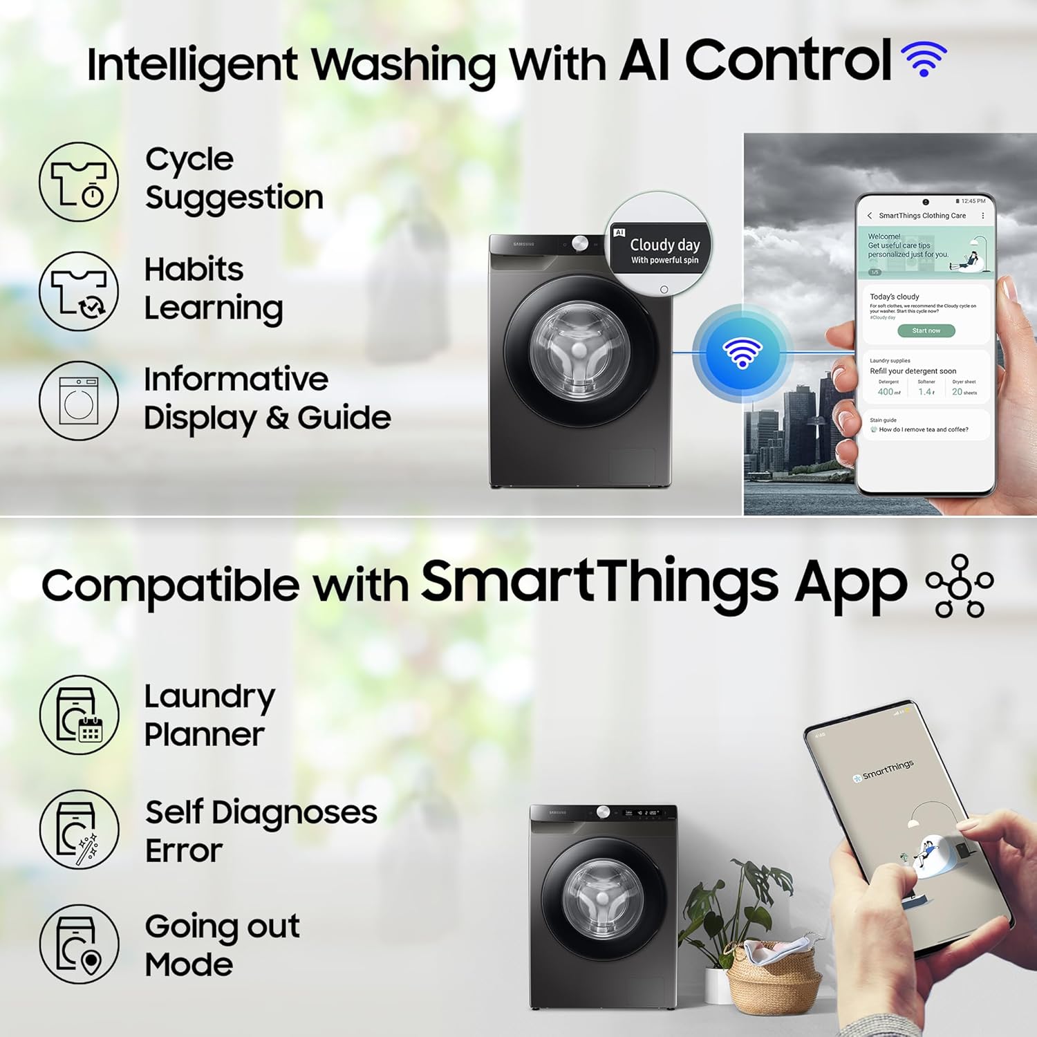 Samsung 8kg 5-Star AI Control Front Load Washing Machine (WW80T504DAX1TL) with AI Eco Bubble, Wi-Fi, Digital Inverter Motor