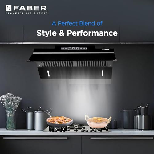 Faber 60cm 1500m³/hr Autoclean Kitchen Chimney|Digital Display|Filterless|Slant Body|T-Shape Panel|Touch+Gesture|12Yr on Motor,5Yr Comprehensive Warranty by Faber|Hood Alpine FL HC BK 60, Mat