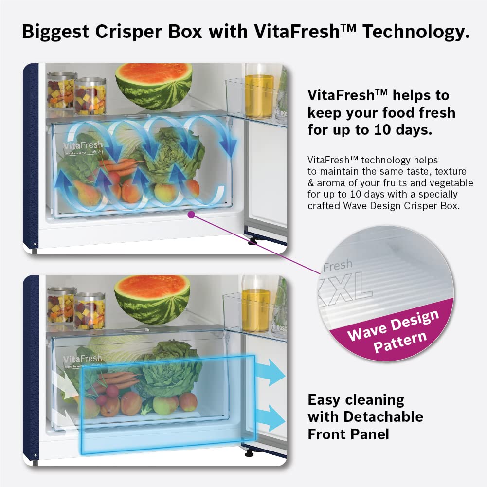 Bosch Max Convert 263L Inverter Frost Free Refrigerator (CTC27BT4NI, Convertible, Egyptian Blue, 2022 Model)