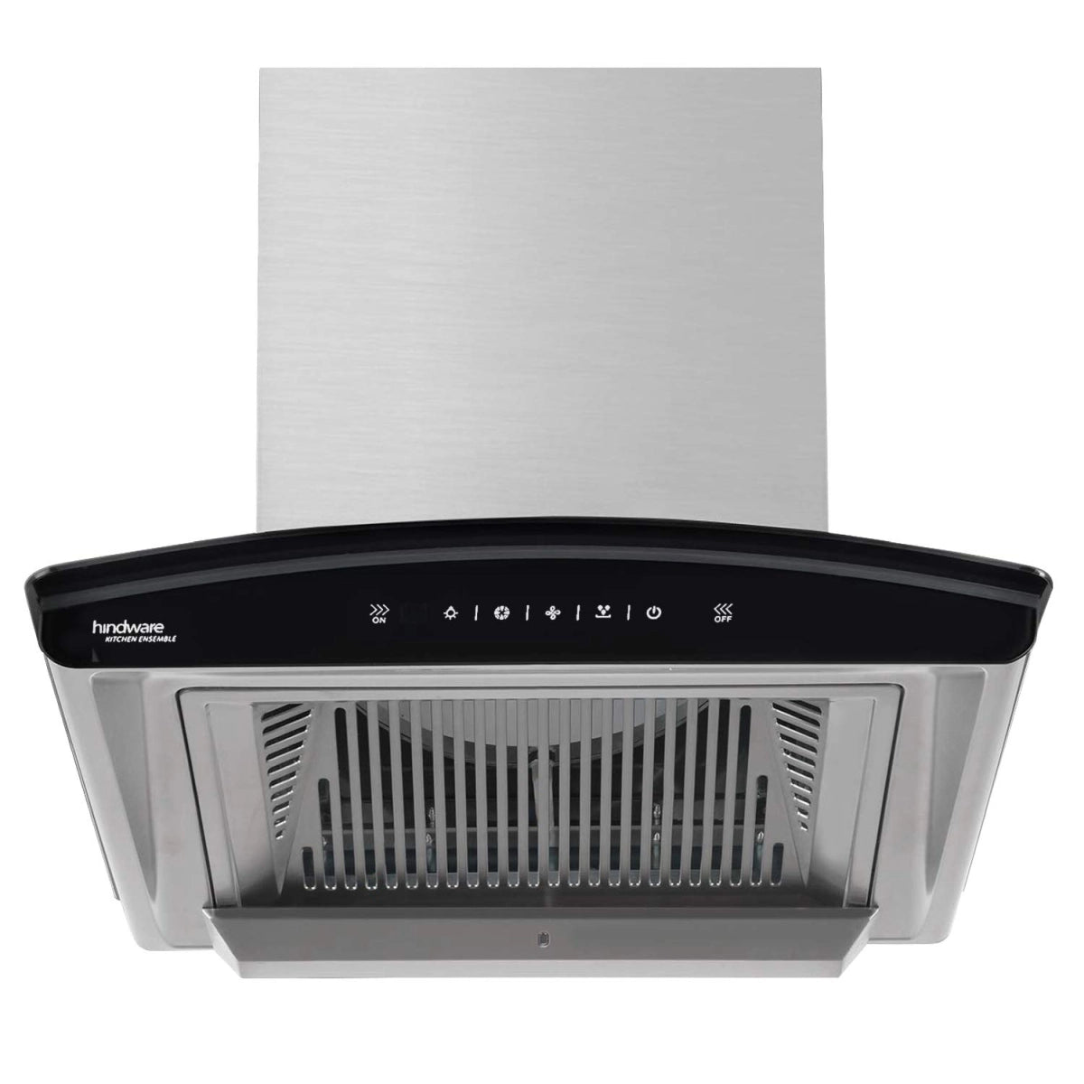 Hindware Nadia 60 cm 1200 m3/hr Filterless Auto-Clean Kitchen Chimney with MS and Touch Control (Inox, C100218)