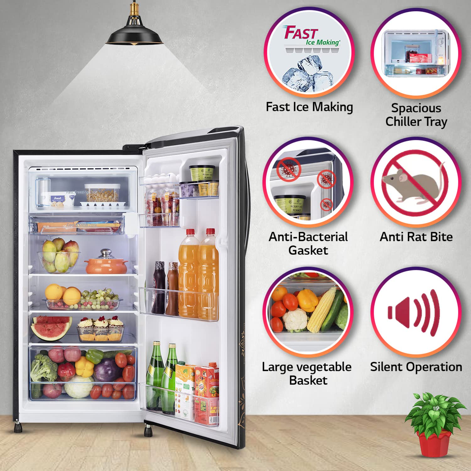 LG 204 L 4 Star Direct-Cool Inverter Single Door Refrigerator (??GL-B211CERY, Ebony Regal, Smart Connect, 2022 Model)