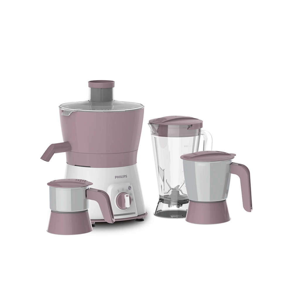 Philips HL7579/00 600W Juicer Mixer Grinder with 1 Nutri Juicer jar, 1 Blend & Carry Jar & 1 SS Multipurpose Jar