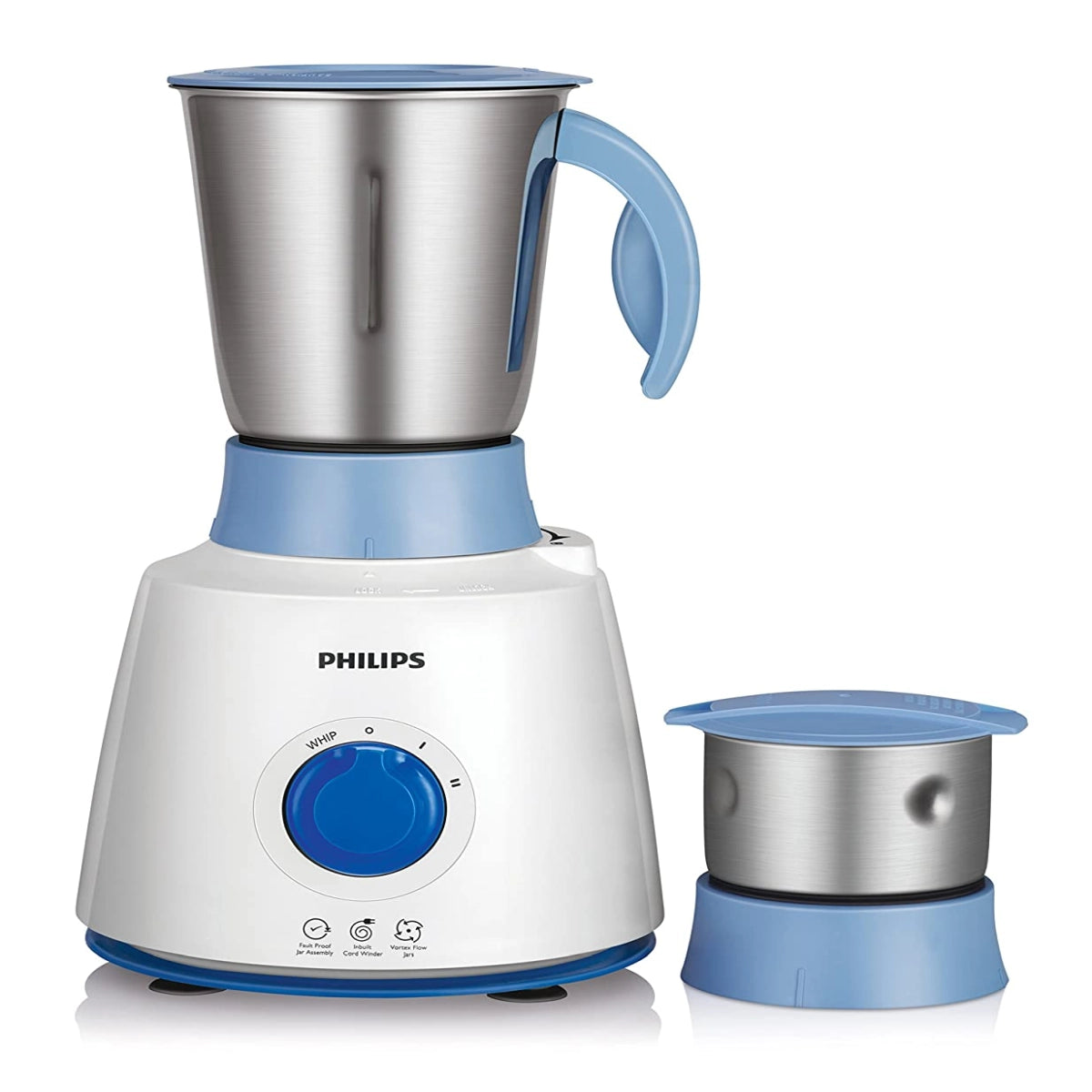 Philips Daily Collection HL7511 550-Watt Mixer Grinder with 3 Jars (Blueberry/Bright White)