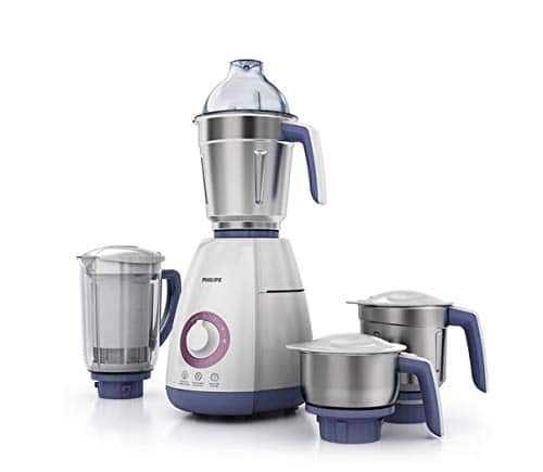 Philips HL7750 Viva Collection mixer grinder showing the rotary speed dial and all four jars