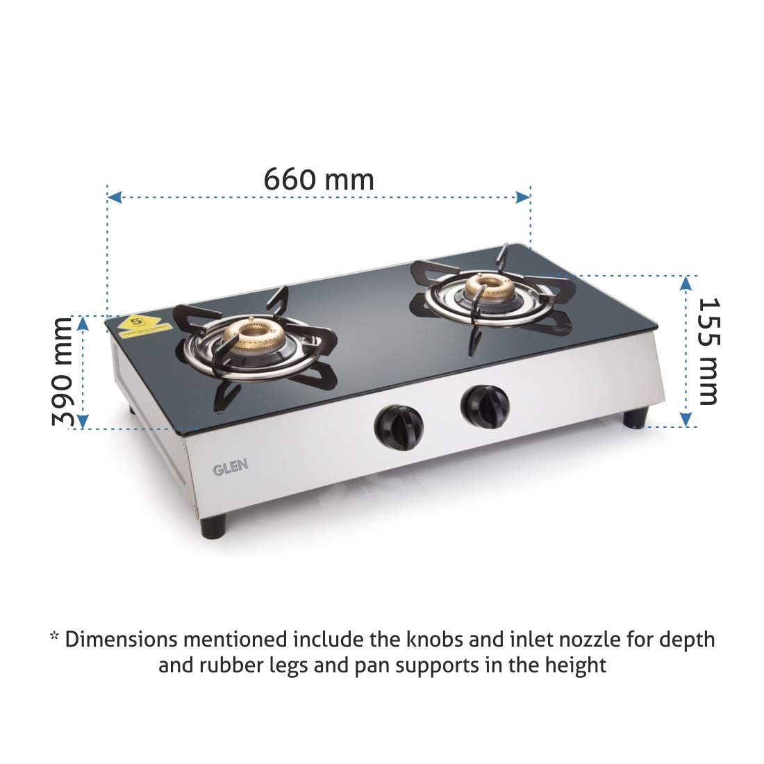 Glen 2 Burner Stainless Steel plus Glass Gas Stove 1023 GT Retro