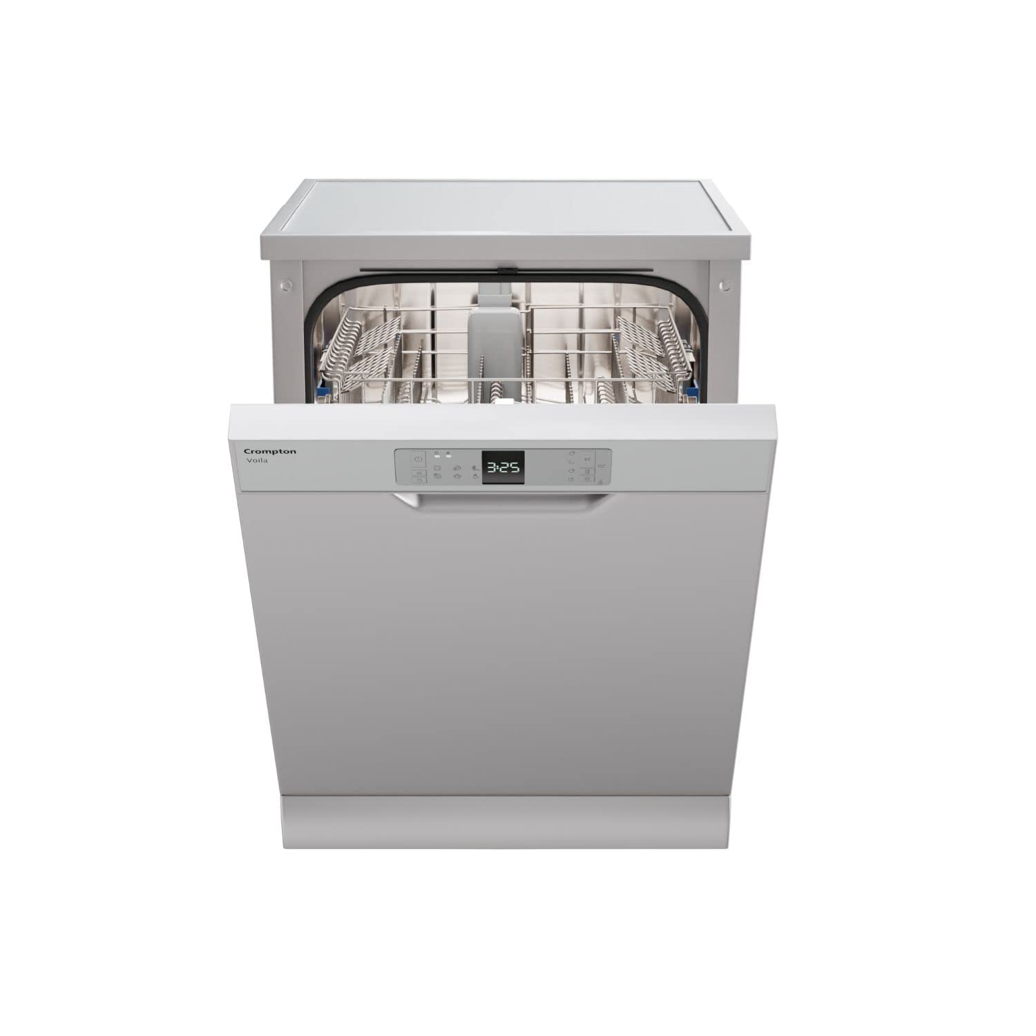 Crompton 12 Place Setting Freestanding Dishwasher with 6 Wash Programs and Super Active Drying System | Energy Saving Dishwasher with Stainless Steel Tub (Voilla 12 PS DW, Silver Inox,FS-DWVO