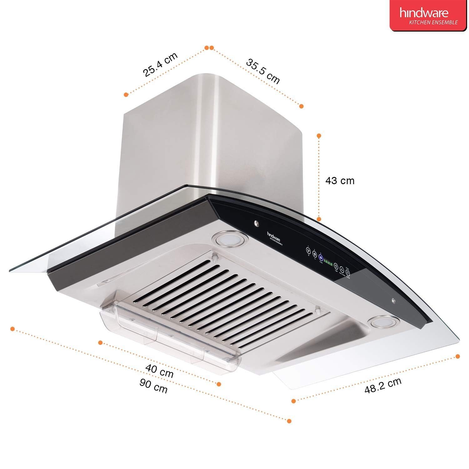 Hindware Cleo Plus Heat Autoclean Chimney - 90cm, 1200m3/hr, SS