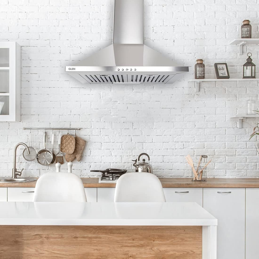 Glen Pyramid Ductless Kitchen Chimney 6050 Junior Stainless Steel 60cm 750 m3/h
