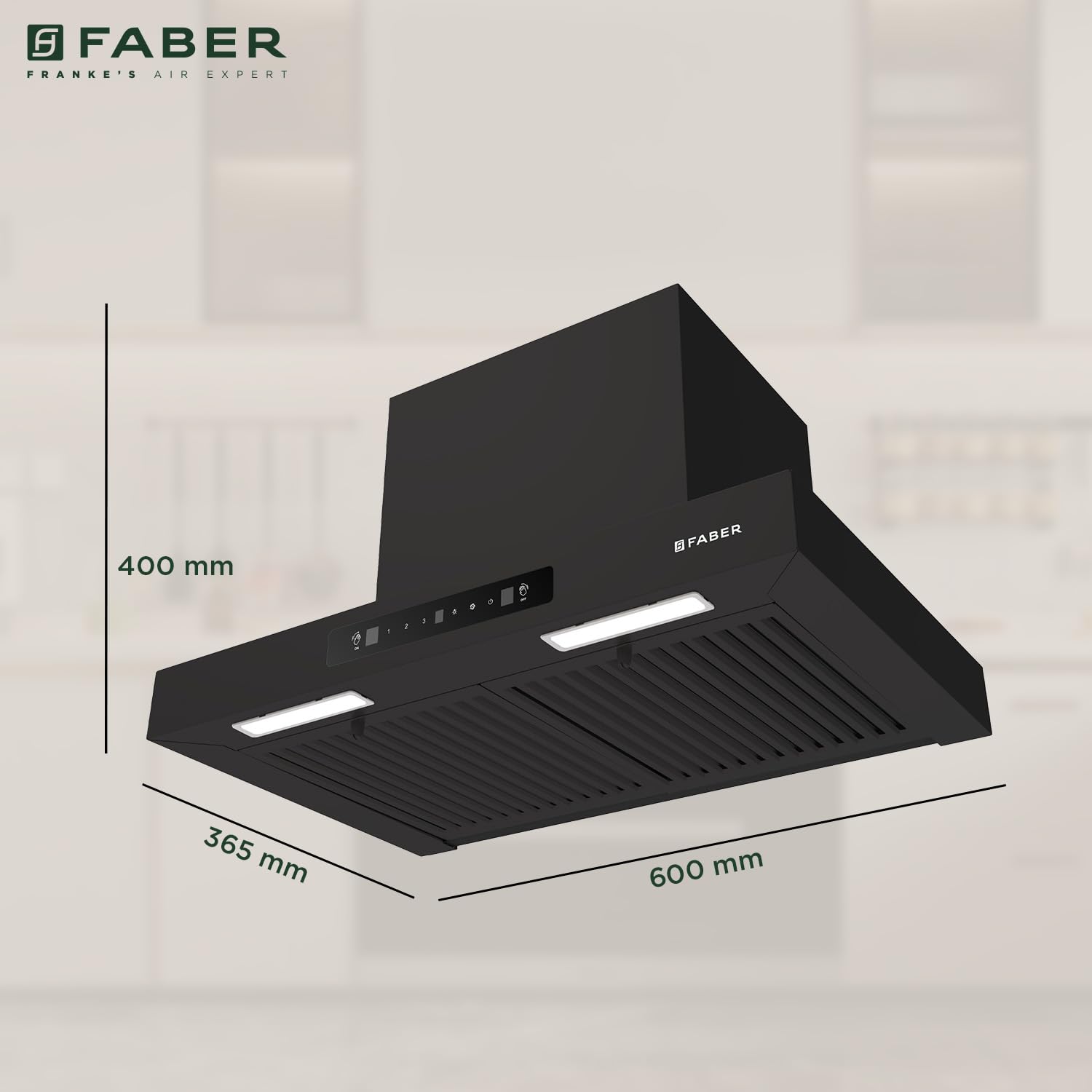Faber 60cm 1000m³/hr T-Shape Kitchen Chimney HOOD MARS TC BF BK IN 60, Black