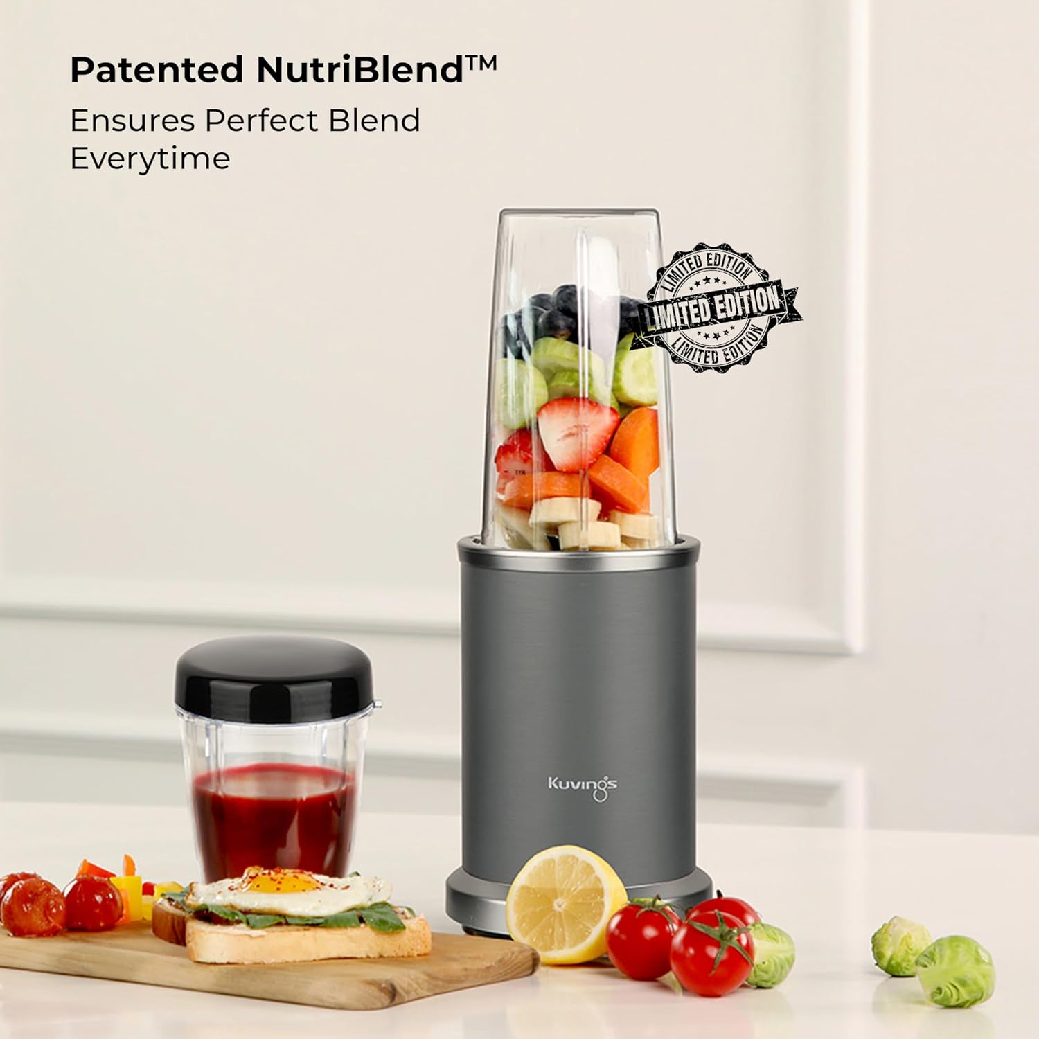 Kuvings Nutri Blender PRO 2.0 Gunmetal Grey - 1000W Motor, 2 Blades, 2 Jars, Stainless Steel - Mixer/Grinder/Smoothie Maker