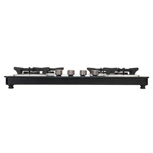 Faber 4 Burner Auto-Ignition Cooktop|NiOS AUTO 4BB BK|Battery Operated|Metal Knobs|Brass Burners|Cast Iron Pan Support|Black Glass Finish|7 Yrs Warranty Glass;5 Yrs Burner & Valve;2 Yrs Compr