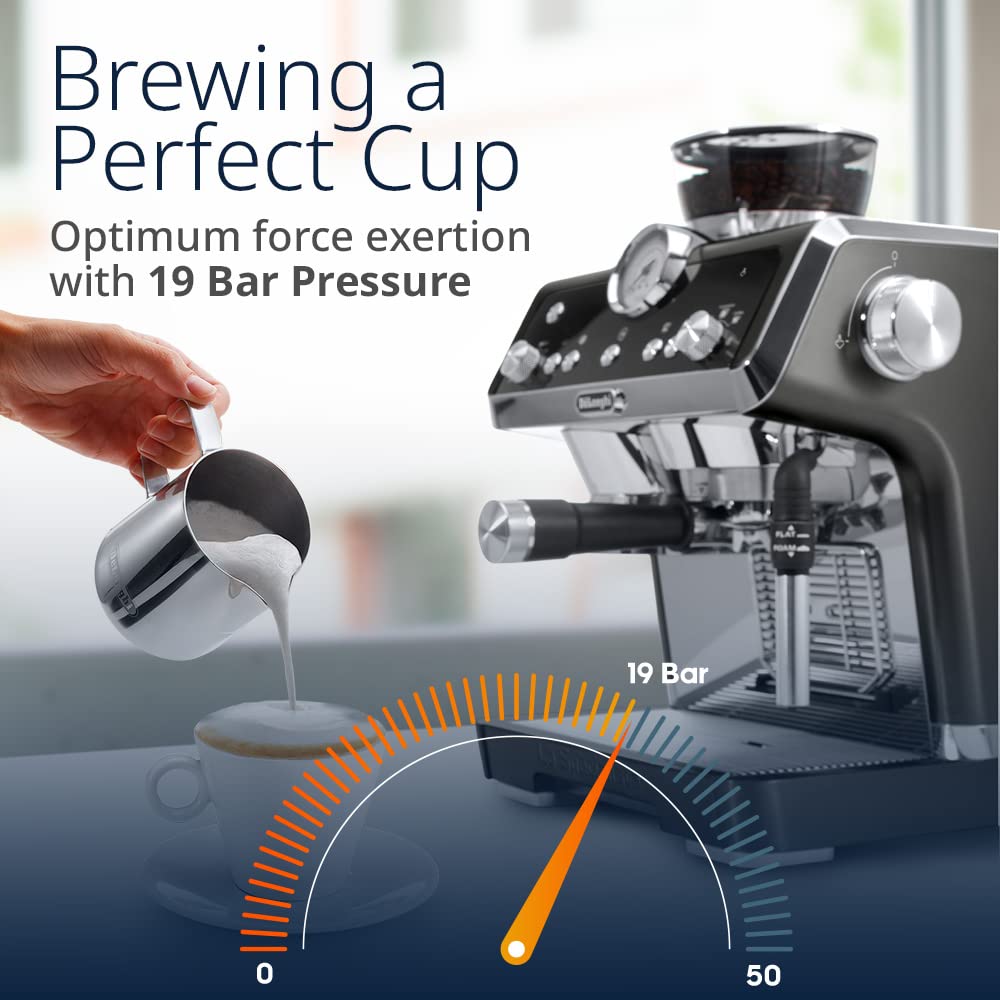 DELONGHI Pump Coffee Machine, 1450W, Integrated Coffee Grinder, DLEC9335.BK(Black)