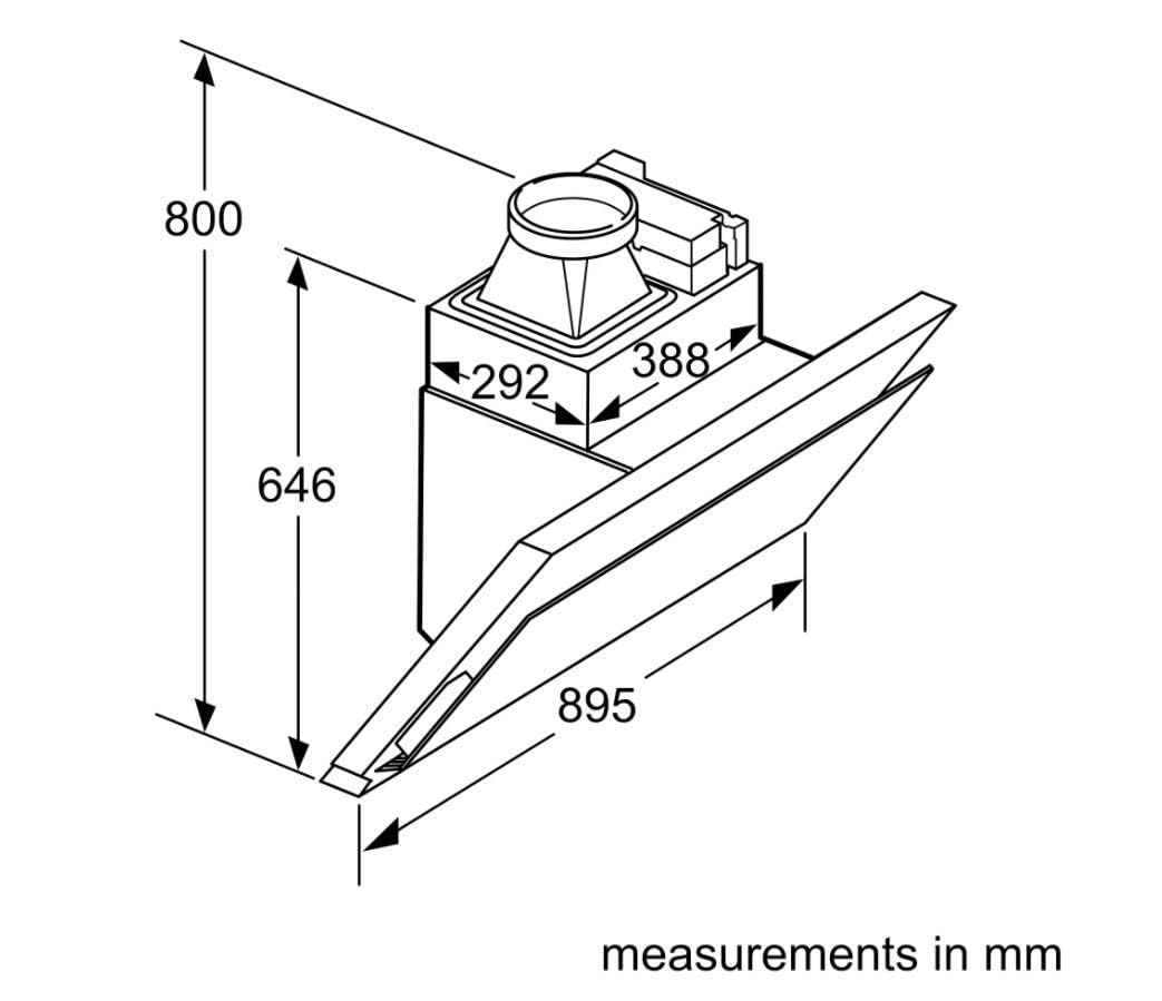 BOSCH 90cm filterless chimney with touch contrl DWS97BA62I