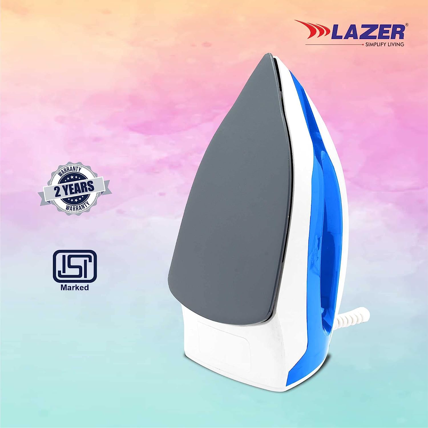 Lazer Ultimate ISI Certified 1100W Dry Iron With Overheating Safety (Blue)