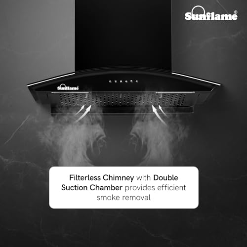 Sunflame Lamia 60 FL HAC Filterless Auto-Clean Kitchen Chimney| 60 cm | 1200 m³/h High Suction | Push Button Control| 1-Year Comprehensive and 5-Year Motor Coverage