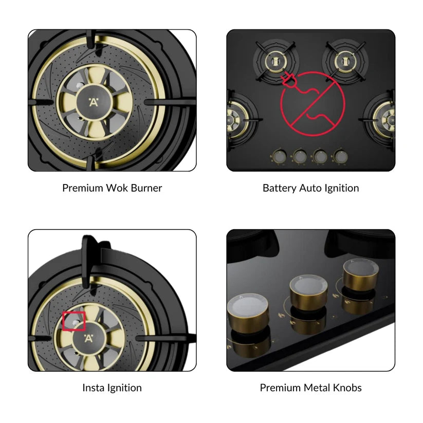 Hafele ALTIUS PLUS MATT 390 GLASS 3 Burner 86cm