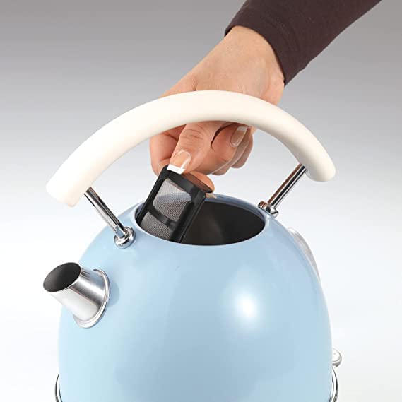 Ariete 2877 - Design Electric Kettle, 2000W, 1,7 L, Stainless Steel, Visible Water Level, Pastel Blue