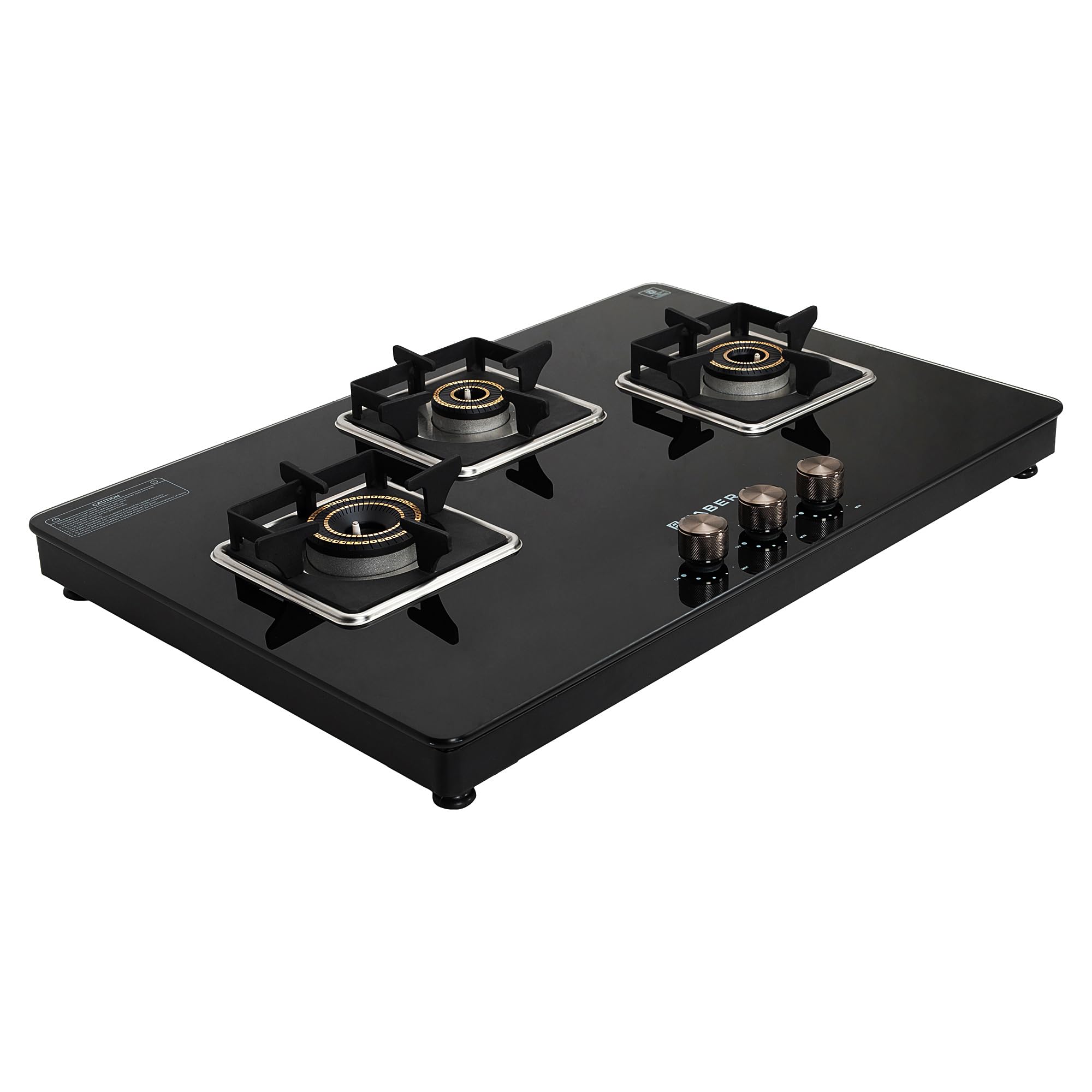Faber 3 Burner Auto-Ignition Cooktop|NiOS AUTO 3BB BK|Battery Operated|Metal Knobs|Brass Burners|Cast Iron Pan Support|Black Glass Finish|7 Yrs Warranty Glass;5 Yrs Burner & Valve;2 Yrs Compr