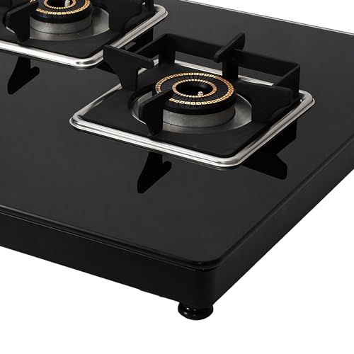 Faber 3 Burner Auto-Ignition Cooktop|NiOS AUTO 3BB BK|Battery Operated|Metal Knobs|Brass Burners|Cast Iron Pan Support|Black Glass Finish|7 Yrs Warranty Glass;5 Yrs Burner & Valve;2 Yrs Compr