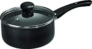 Butterfly Granza Non-Stick Aluminium Milk Pan with Lid, 16 cm, Black and White