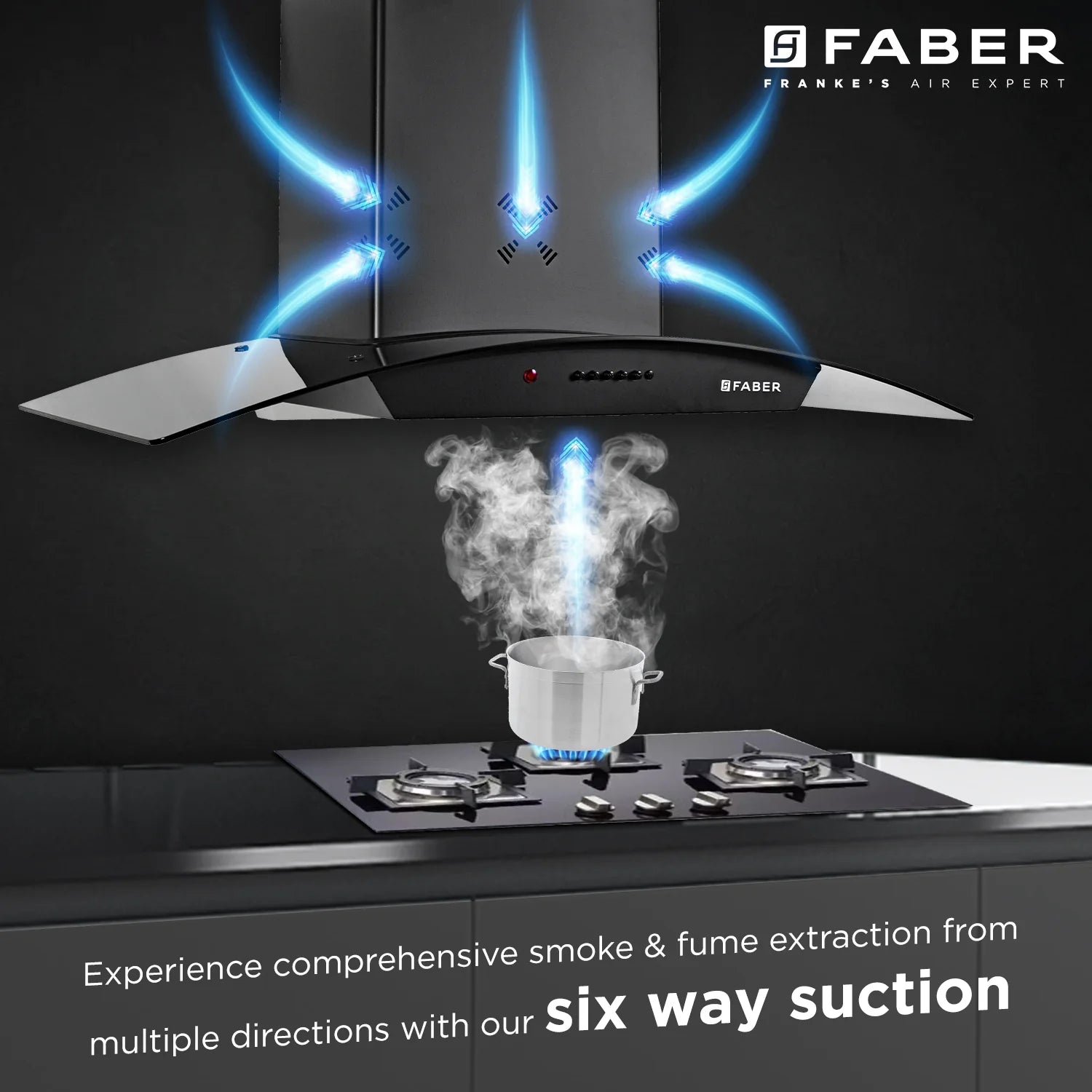 Faber HOOD ACE PRO IN 3D HC PB FL BK 90 Chimney: Powerful and Stylish