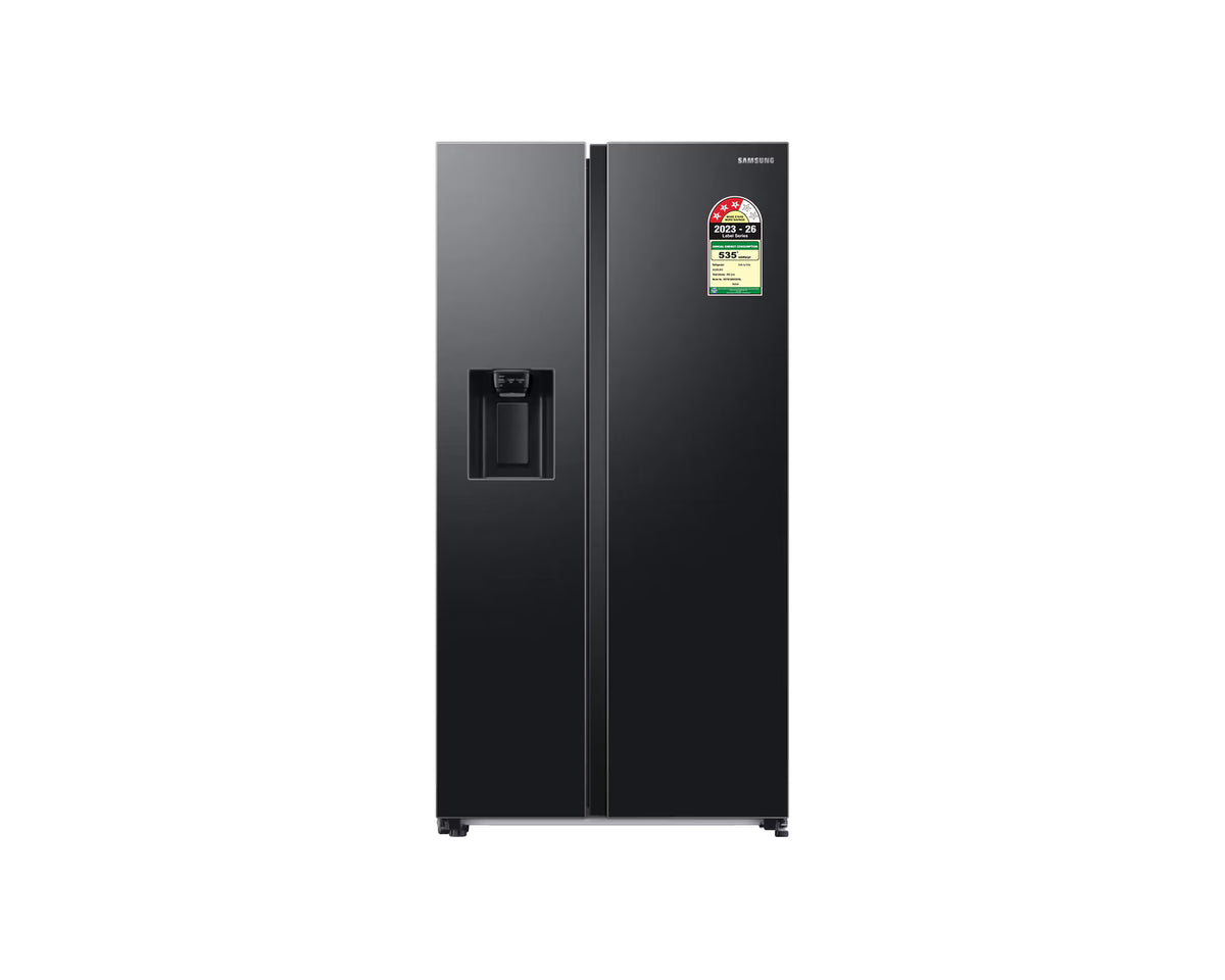 Samsung 633 L, 3 Star, Frost Free, Double Door, Convertible 5-in-1 Digital Inverter, Side By Side Refrigerator with AI, WiFi & Water & Ice Dispenser (RS78CG8543B1HL, Black Matte)