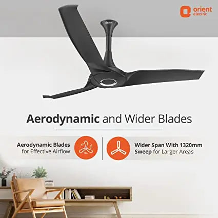 Orient Fan Aerostorm 1320mm Premium Ceiling Fan Charcoal Grey