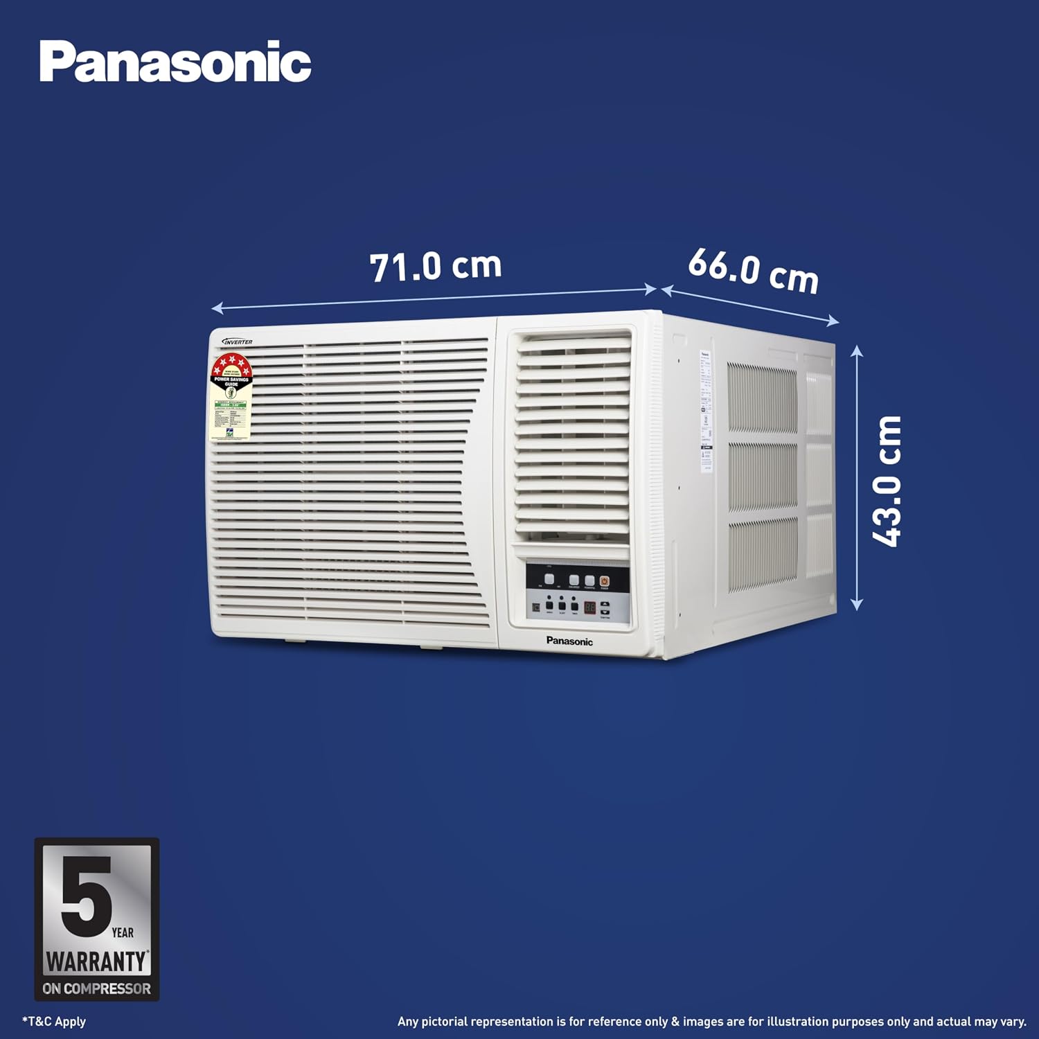 Panasonic 1.5T Inverter Window AC (3 Star, New Star Rated, 50°C Oper., Copper Cond., 8in1 Convertible, 2-Way, PM0.1 Filter, ECO & Powerful Mode, CW-LU183CG)