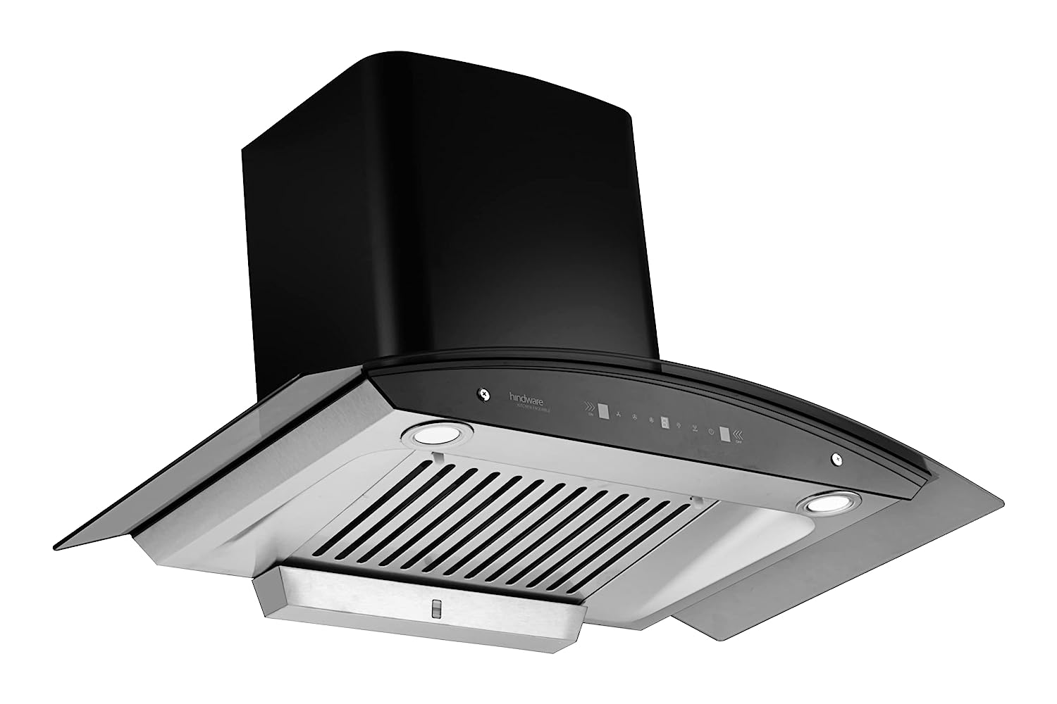 Hindware Nevio Plus 90cm 1200 m³/hr* SS Baffle Filter Wall Mounted Chimney for Kitchen With Classic Look, Touch Control and Auto Clean Technology (Black)