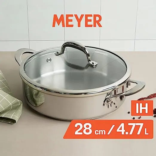 Meyer Select Stainless Steel Covered Sauteuse Gas and Induction Base 70650 28cm Silver