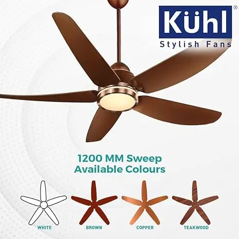 KUHL Stylish Fan Luxus C15 | 30W | BLDC Technology | 5-Star Rated | Operate on Remote-Mobile-Alexa | Night & Down Light |1200 mm sweep | Aerodynamic ABS 4 Blades | Reverse Mode | Brown (C15, Brown)