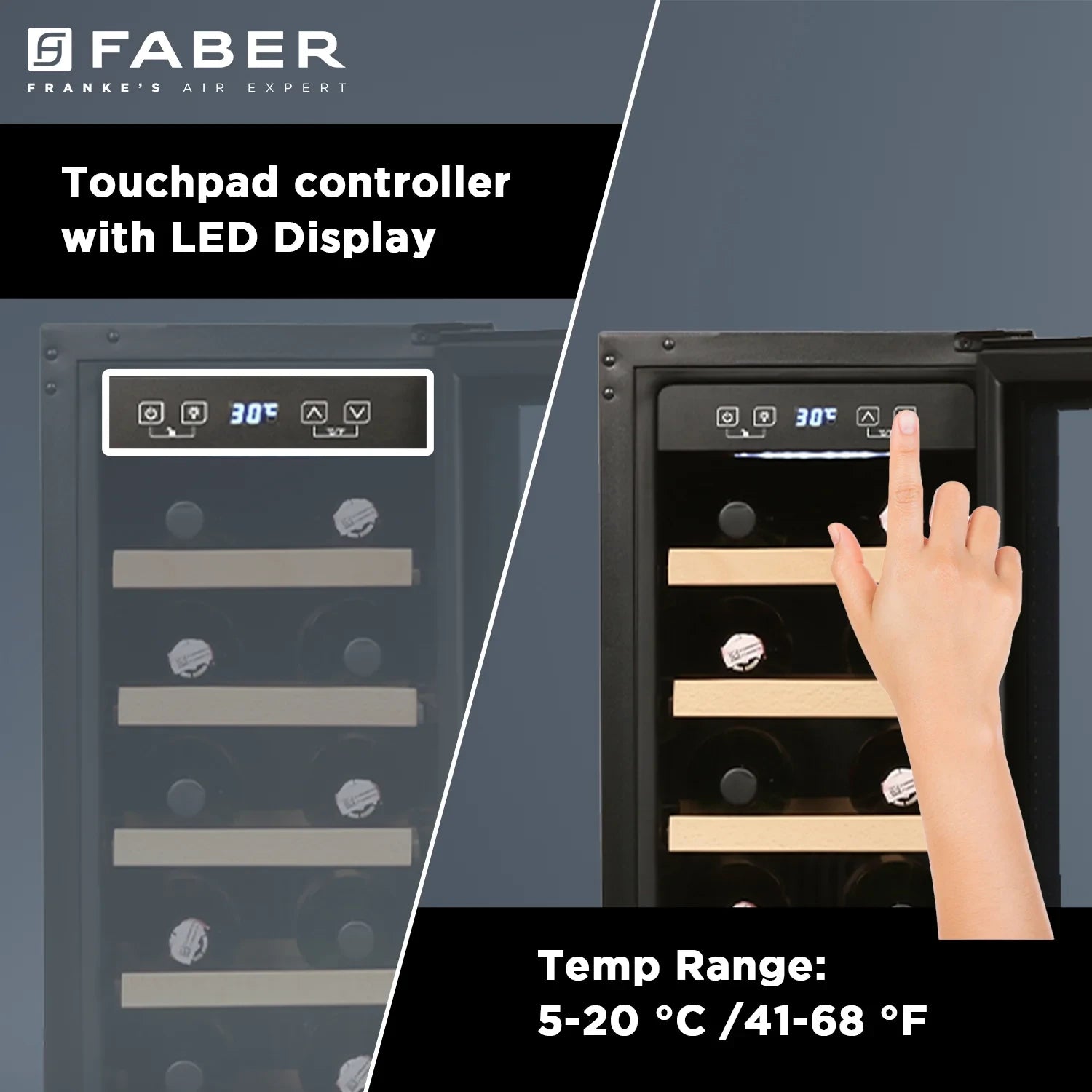 FABER FWC JCF 58 Built In Wine Chiller (Black, 20 Bottles)